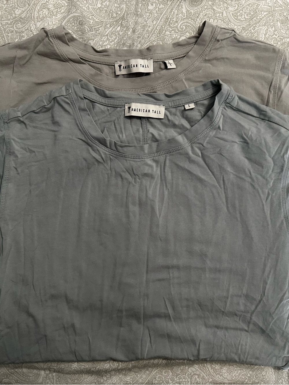 American Tall Short-Sleeve Crewneck Tees in Slate Blue and Light Gray